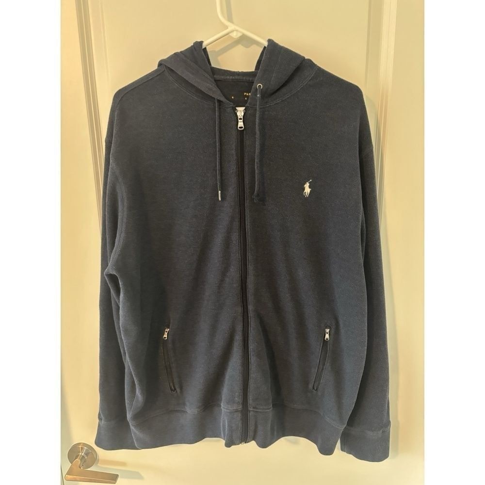 Polo Ralph Lauren Mens Navy Blue Full Zip Hoodie Pony Logo Sweatshirt RN41381
